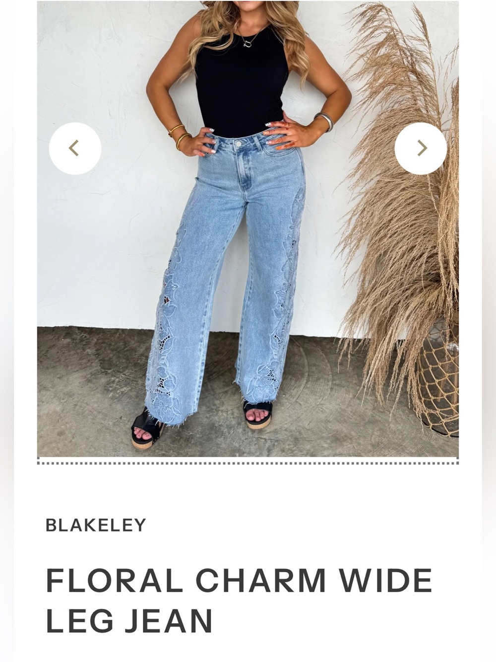 🌺 NWT Blakeley Floral Charm Wide Leg Jean